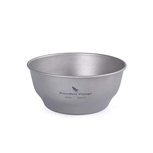 Boundless Voyage Ultralight Titanium Bowl Pan Plate Dish with Carry Bag Outdoor Camping Portable Tableware Cookware ((400ml Bowl)-Ti15163B) - color: (400ml Bowl)-Ti15163B