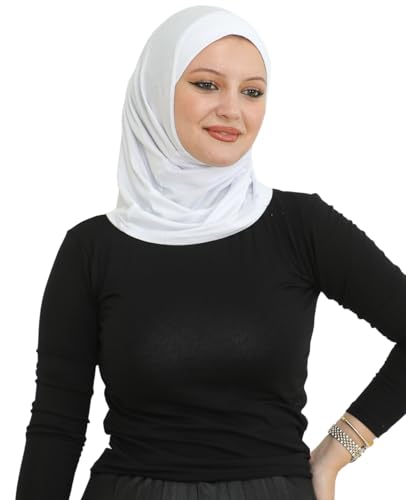 Prien Sport Instant Hijab For Women, Muslim Cotton Turban, Soft Head Scarf, Ready To Wear Hijabs Prayer Clothes, Islamic Wear - color: White