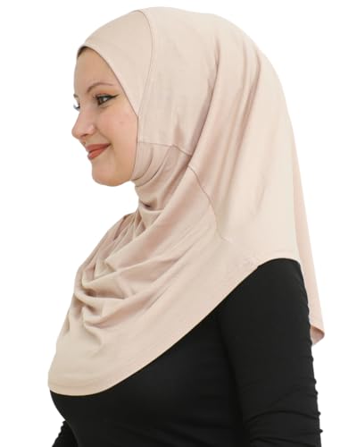Prien Plain Ready To Wear Hijab for Women, Muslim Instant Turbans, Soft Jersey Scarf, Islamic Clothes, Long Hijabs, Abaya - color: Beige