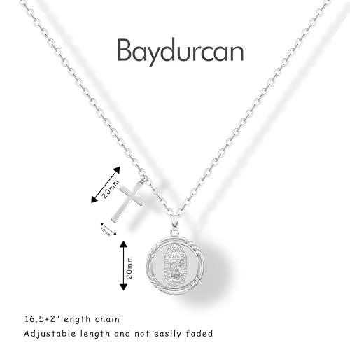 Baydurcan 여성용 실버 목걸이, 악마의 눈 앙크 리본 목걸이, 친구 자매 생일 Just Because 크리스마스 선물 - style: 성모 마리아