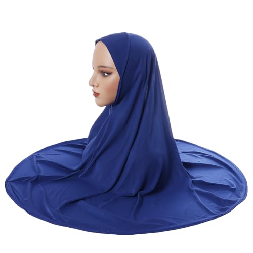Ready To Wear Hijab For Women Instant Turban Stretch Soft Muslim Scarf For Prayer Long Hijabs Islamic Jersey Abaya - color: Blue