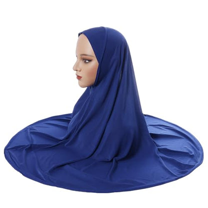 Ready To Wear Hijab For Women Instant Turban Stretch Soft Muslim Scarf For Prayer Long Hijabs Islamic Jersey Abaya - color: Blue