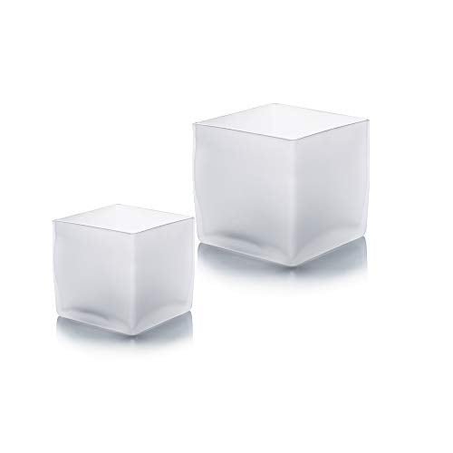 WGV Cube Glass Vase, Candle Holder, 5"x5"x5", Frosted Elegant Floral Accent Container Planter Terrarium Storage for Wedding Party Ceremony Event Office Home Decor, 1 Piece - size: 5" Frosted