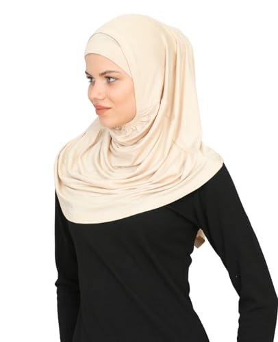 Prien Chic Ready To Wear Hijab For Women, Muslim Long Turban Undercap Set, Instant Scarf, Prayer Clothes For Girls, Abaya - color: Beige