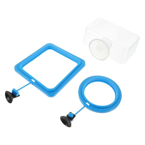 VALICLUD 3pcs Aquarium Fish Feeding Circles with Suction Cup Blue and Fish Tank Feeder Rings for Aquatic Pets