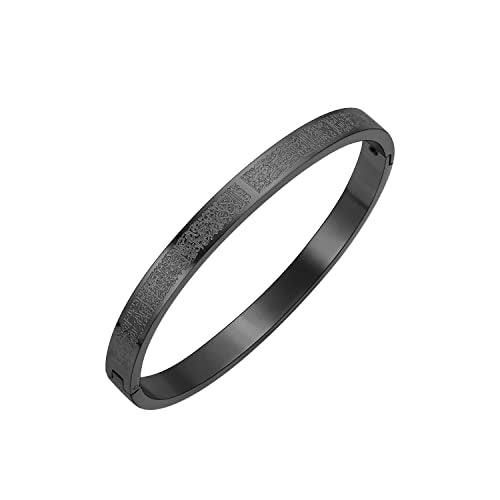 Qitian Islamic Jewelry Gifts for Women Allah Gold Bangles Bracelets Ayatul Kursi Arabic Cuff Bracelet for Women Men Islam Eid Ramadan New Year Gifts - color: O-Black-Oval - women