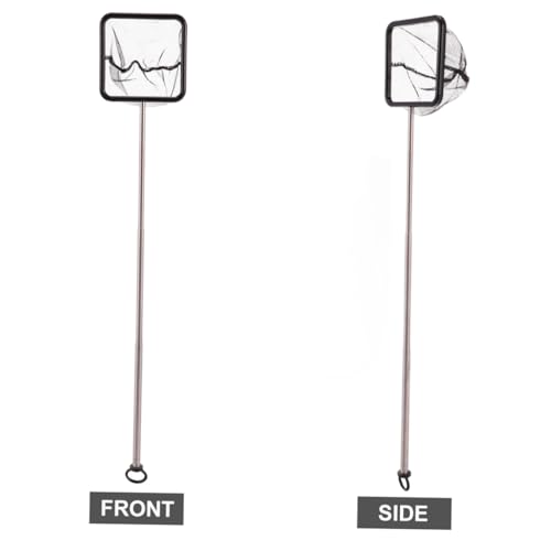 FRCOLOR 2pcs Extendable Stainless Steel Fishing Net with Fine Mesh, Portable Foldable Fish Tank Net for Freshwater Fishing Accessories and Fish Catching