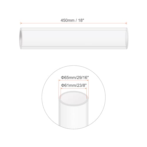 18" Clear Plastic Rigid Pipe 61mm ID x 65mm OD (2 3/8" ID x 2 9/16" OD) Acrylic Round Tubing, [for Plumbing, Hydraulics, Aquarium] - size: 2.375" x 2.5625"