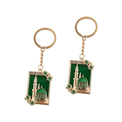 Pack Of 2 Zincs Alloy Islamics Art Inspired Keychains Middle Eastern Moons Festival Cultural For Ramadans Eid - color: Green
