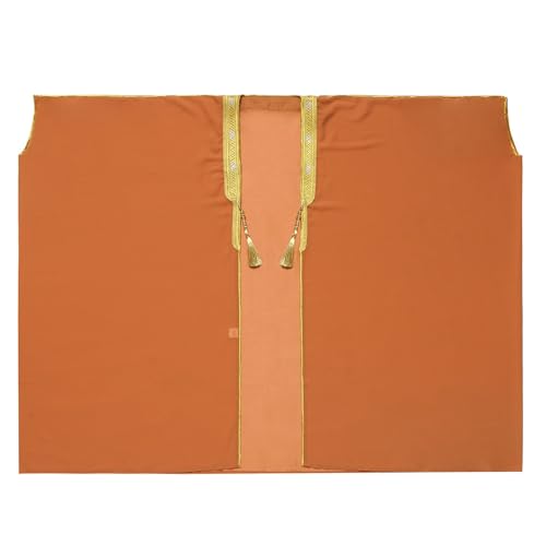 Toddler Boys Muslim Arabic Thobe Long Sleeve Embroidered Islamic Kaftan Teens Middle East Prayer Dress Ramadan Eid Clothes - color: Orange, size: 1-2T