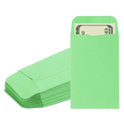 PATIKIL Money Envelope, 50 Pack 3.5" x 2.2" Cash Envelopes Money Holder Bags Budgeting Saving Challenge Letter for Gift Coins Checks Tickets Jewelry Passport Card, Deep Green - color: Deep Green, size: 3.5" x 2.2"