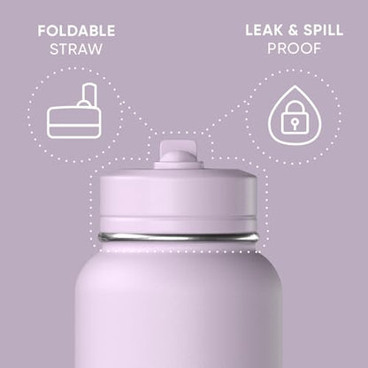 Hydrapeak 32oz Sport Insulated Water Bottle with Straw Lid, Leak & Spill Proof, Keeps Drinks Cold for 24 Hours, Hot for 12 Hours, Premium Stainless Steel Water Bottles (32oz, Blush) - color: Blush