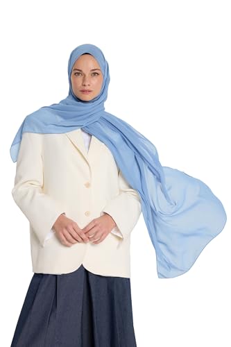 Chiffon Hijab Scarf For Women - Made in Turkiye - color: Bayb Blue