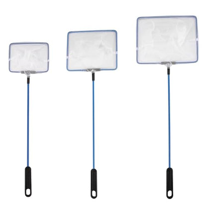 Lpraer 4in 5in 6in Aquarium Fish Net Green Fine Mesh Nylon Net Collection with 11" Long Handle Square Quick Catch Fish Net for Fish Tank - color: White-Blue, size: 3PCS 4，5，6"