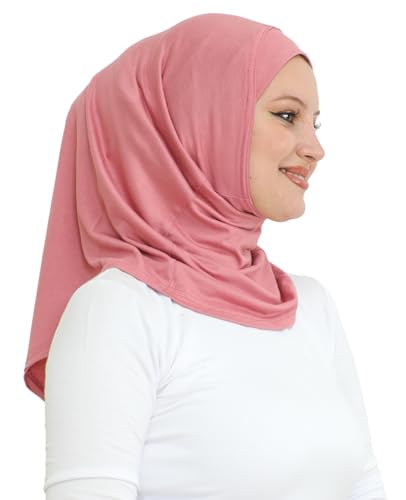 Prien Sport Instant Hijab For Women, Muslim Cotton Turban, Soft Head Scarf, Ready To Wear Hijabs Prayer Clothes, Islamic Wear - color: Dusty Rose