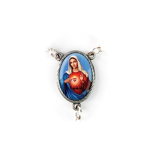 Olive Wood Car Rosary for Rearview Mirror from The Holy Land of Bethlehem - Auto Rosary with Immaculate Heart Medal & Crucifix Cross Charm - 7" Pocket Rosary Beads for Hanging - color: Immaculate Heart