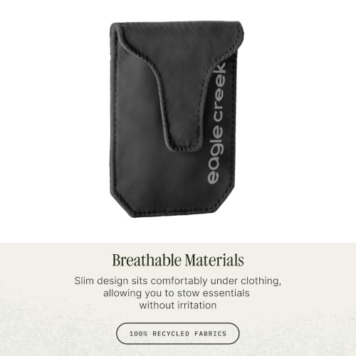Eagle Creek Undercover RFID Hidden Pocket – Travel Security Pouch with RFID Blocking – Lightweight, Wear Under Clothing – Zippered Passport & Card Holder – Adjustable Strap – Black - color: 010 Black
