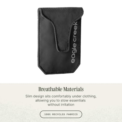 Eagle Creek Undercover RFID Hidden Pocket – Travel Security Pouch with RFID Blocking – Lightweight, Wear Under Clothing – Zippered Passport & Card Holder – Adjustable Strap – Black - color: 010 Black