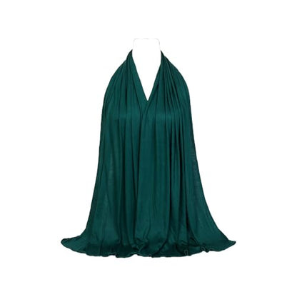 Non-see-through Premium Jersey Maxi Hijab Head Scarf Wrap for Muslim Women - color: Blackish Green