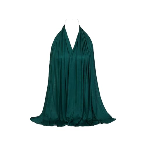 Non-see-through Premium Jersey Maxi Hijab Head Scarf Wrap for Muslim Women - color: Blackish Green
