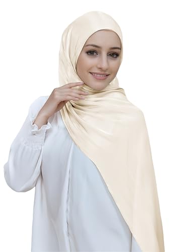 Lina & Lily Sheen Shimmer Women's Crepe Scarf Shawl Wrap Head Hijab Lightweight - color: Beige