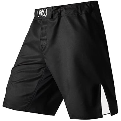 LAFROI Mens MMA Cross Training Boxing Shorts Trunks Fight Wear with Drawstring and Pocket-QJK01 - color: Black, size: Medium