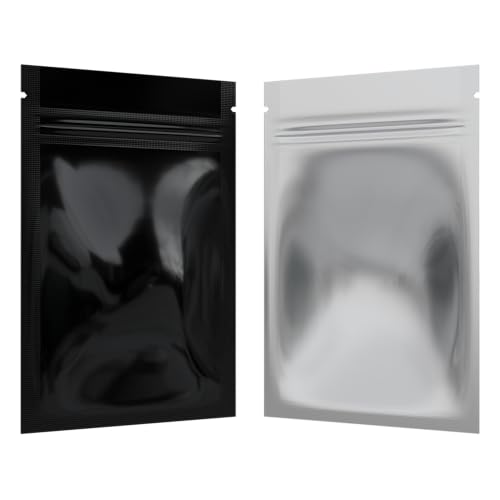 Mylar Style Barrier Bags – Zipper w/Heat Seal – 100 Bags (Gloss Black/Clear, 1 Gram - 3?x4.5?) - color: Gloss Black / Clear, size: 3x4.5 Inch (Pack of 100)