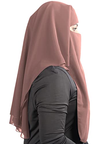 MyBatua 3 Layers Saudi Niqab In Breathable Georgette, Wholesale Price, 1pc Face Veil NQ-003 - color: Rose Taupe