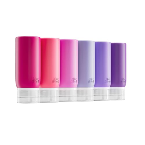 Muslish 6 Pack Travel Bottles for Toiletries - TSA Approved 3oz Leakproof Travel Size Containers, BPA Free Silicone Refillable Squeezable Bottles, Travel Essentials for Shampoo and Conditioner (Pink) - color: Pink