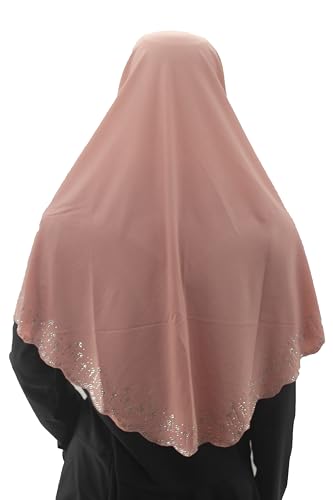 Instant Hijab Scarf for Women Muslim Women Clothing Headscarf for Girls with Czech Rhinestone - color: Dark Pink-wavy Edge
