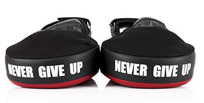 Fairtex FMV13 Maximized Focus Mitts, Muay Thai Kickboxing MMA Punching Pads | Premium Syntek leather shell with multi-layer foam. Curved shape with hook-and-loop wrist strap absorbs trainer strike impact - color: Red/Black