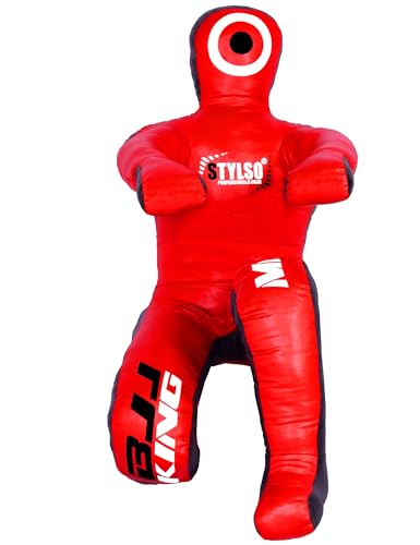 Grappling Dummy, Black Fabric Training Equipment for BJJ, Judo, Karate, Wrestling, Un-Filled Practice Dummy, Model WDM-2025, for Adults and Youth - color: Dura Red