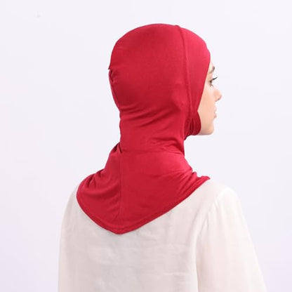 Modal Jersey Muslim Amira Instant Hijab Scarf for Women Jersey Hijab Undercaps - color: Red