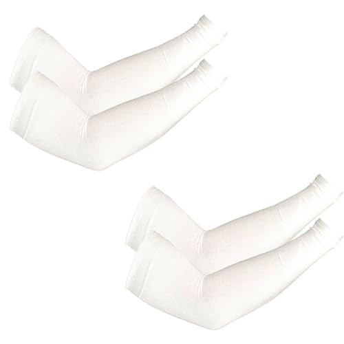 PFFY UV Protection Cooling Arm Sleeves for Men and Women UPF 50 Sun Sleeve - color: 2 Pairs White