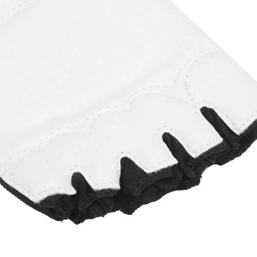 Taekwondo Foot Protector Gear, PU Leather Martial Arts Foot Guard, 1 Pair for Men Women - Adjustable Ankle Support, Breathable Half Finger Design, Training and Competition Use