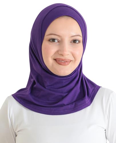 Prien Sport Instant Hijab For Women, Muslim Cotton Turban, Soft Head Scarf, Ready To Wear Hijabs Prayer Clothes, Islamic Wear - color: Purple