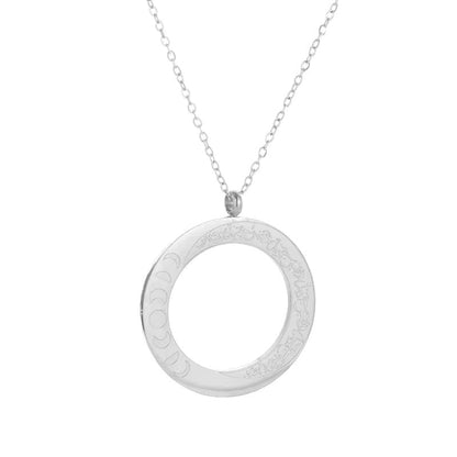 Stainless Steel Islamic Muslim Ayatul Kursi Sun and Moon Totem Necklace Women Fashion Religious Ramadhan Jewelry - color: silvery