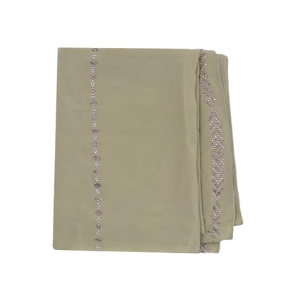 RARITYUS Sparkly Rhinestone Hijab Scarf for Women Silky Chiffon Instant Muslim Islamic Hijab Head Wrap Long Shawls - color: Khaki