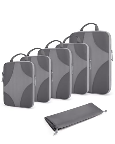 Bagsmart Compression Packing Cubes, Travel Bag Cruise Ship Essentials - color: Grey, size: 6 Set