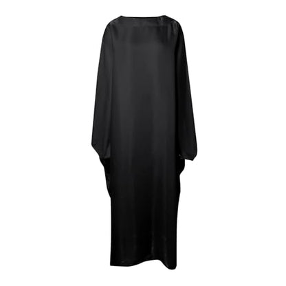 Muslim Dress Women One-Piece Prayer Dress Long Robe Long Sleeve Maxi Kaftan Dresses Islamic Clothes Set - color: Black