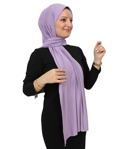 Prien Hijab for Women Viscose Scarf Lightweight Muslim Hijabs Long Shawl Islamic Scarves Turkey Silk Headscarf for Womens - color: Lilac