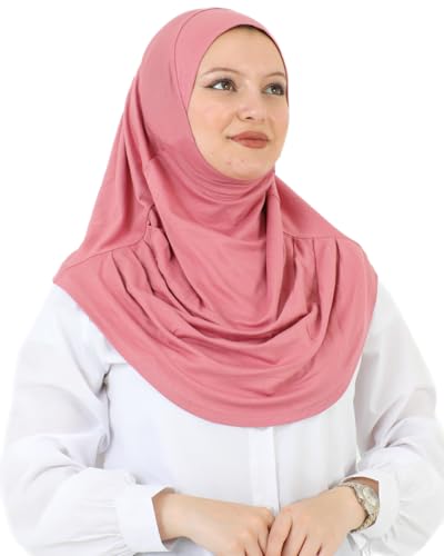 Prien Plain Ready To Wear Hijab for Women, Muslim Instant Turbans, Soft Jersey Scarf, Islamic Clothes, Long Hijabs, Abaya - color: Dusty Rose