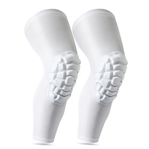Knee Pads Compression Leg Sleeve Wrestling Volleyball Football Knee Pads, Knee Compression Sleeve for Youth Adult, 1 pair of Knee Sleeves ((#1) White-2pcs,Large) - color: (#1) White-2pcs, size: Large