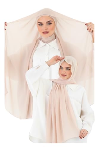 Instant Chiffon Hijab, Ready to wear hijab, modal wrap, Abaya, modern Instant Scarf, Soft breathable scarf - color: Almond