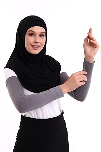 ihvan online, Women's Hijab Muslim Prayer Sleeve, Sleeves to Cover Arms for Women, Soft Stretchy Modest Hijab Arm Sleeves - color: Smoky