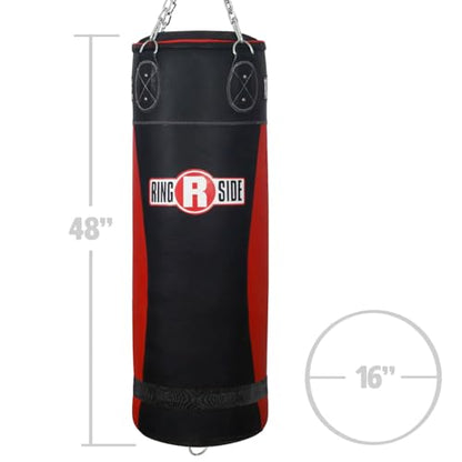Ringside Large Leather Heavy Bag, Punching Bag for Boxing Training and Workout, Includes Heavy Bag Chain and Swivel - size: 130 lbs