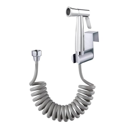 Bidet Stainless Steel Hand Shower, Muslim Stainless Steel Shower, Baby Cloth Diaper Spray Set with Spring Hose, wall Mount