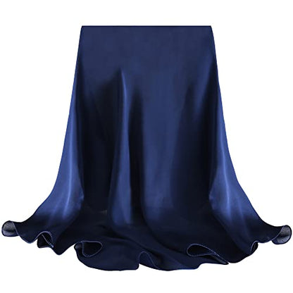 100% Mulberry Silk Scarf-Printed or Solid Color 35” Square Large Silk Hair Head Wrap Scarf With Gift Box Package - color: Navy
