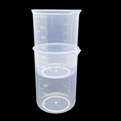 9 Pack Plastic Beakers, 300ml/10.1oz Epoxy Mixing Cups | Plastic Graduated Cup Clear Measuring Cup with 50 Pcs Mixing Sticks for Resin, Epoxy, Stain, Mixing Paint