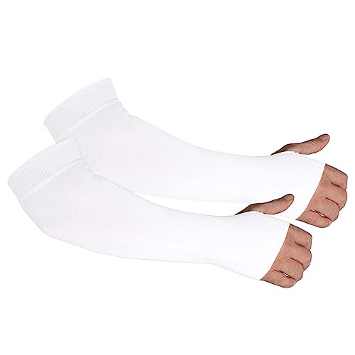 Arm Protector Sleeves for Elderly Thin Skin, Bruising, Sun Protection, Men, Women - color: White | 1 Pair, size: XX-Large